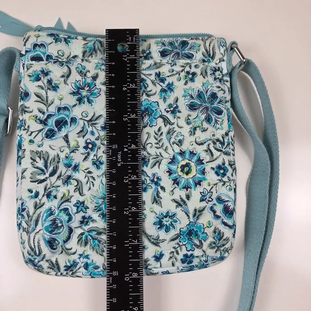 Vera Bradley Cloud Vine Crossbody Bag Blue Aqua Floral Quilted Shoulder Purse
